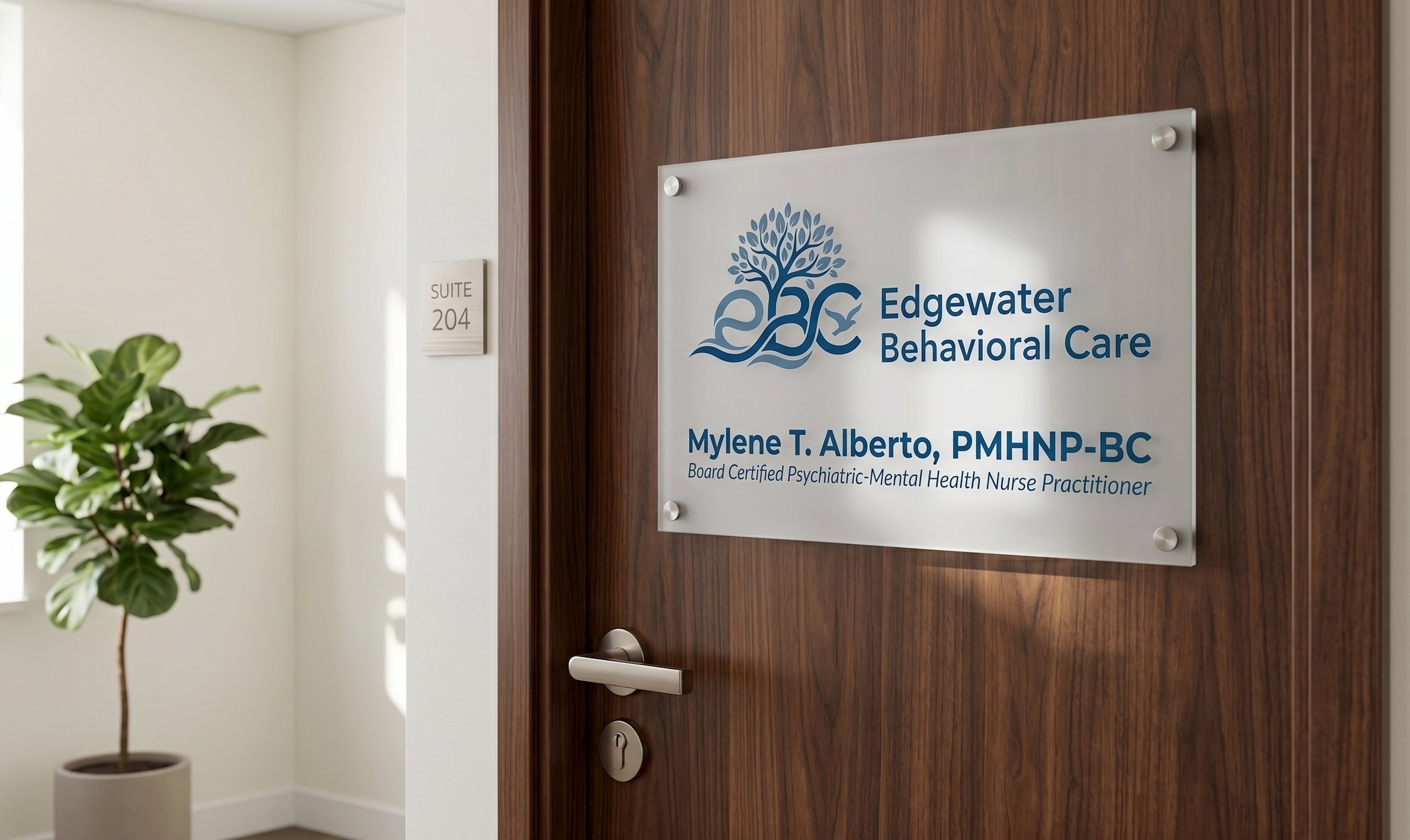 Edgewater Behavioral Care office entrance, Suite 204